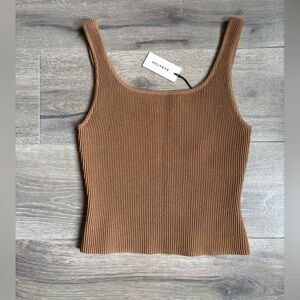Babaton Ribbed Knit Tank Top in Brown